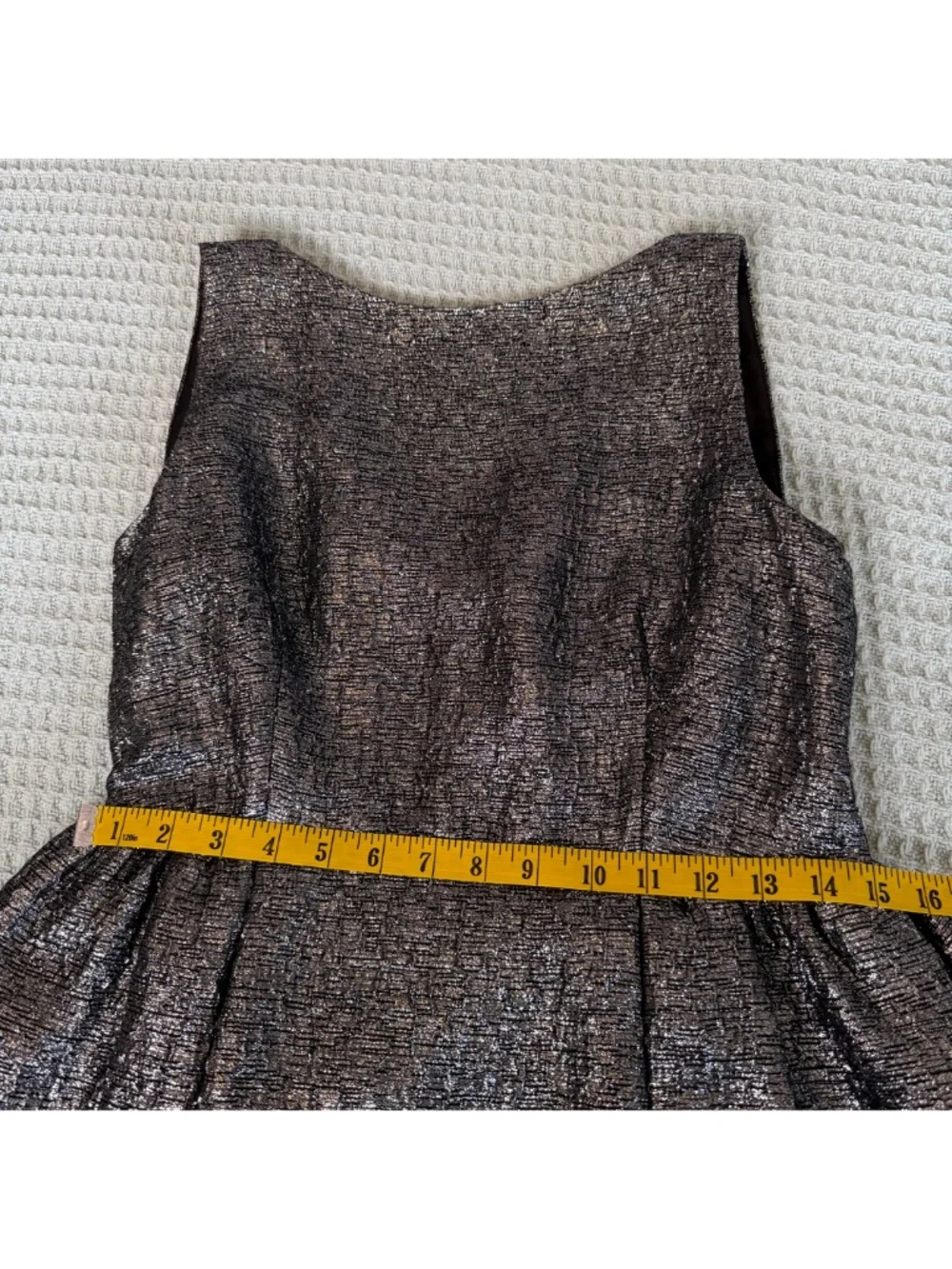 Kate Spade Andi Metallic Peplum Cocktail Dress Womens 8 Black Silver Formal